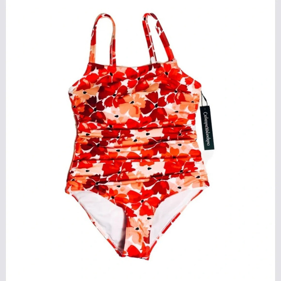 Catherine Malandrino One Piece Womens Swimsuit Floral Beach Vacation Summer Pool - Picture 2 of 7